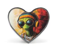 DJ Aliens Reggae Cute Heart Badge for Women Men Novelty Funny Brooches Pins for Shirts Bags Hats