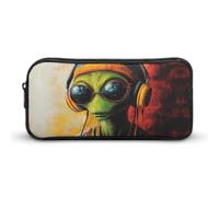 DJ Aliens Reggae Cute Pencil Case Large Capacity Portable Zippered Pen Pouch Bag for Office Unisex
