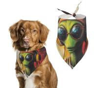 DJ Aliens Reggae Funny Dog Bandanas Cute Triangle Cat Pet Scarf Bib for Holiday Party Gift