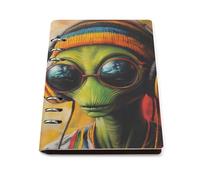 DJ Aliens Reggae Printed A5 Notebook Binder Refillable Notebook 6 Metal PU Leather Ring Planner Daily Work