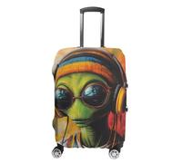 DJ Aliens Reggae Printed Suitcase Covers Cute Luggage Cover Protector Fit 19 to 32 Inch L