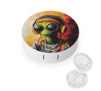DJ Aliens Reggae Round Contact Lens Case Storage Box
