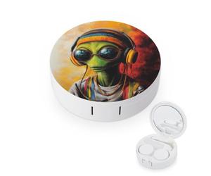 DJ Aliens Reggae Round Contact Lens Case Storage Box