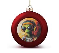 DJ Aliens Reggae Shiny Christmas Ball Ornaments for Xmas Tree Hanging Balls Holiday Party Decoration 2PCS