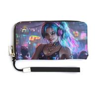 DJ Anime Beauty Cute Coin Purse Leather Small Change Purse Zipper Travel Wallet Holder with Hand Strap
