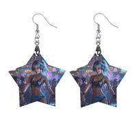 DJ Anime Beauty Printed Wooden Earrings for Women Trendy Lightweight Charms Pendant Jewelry Star