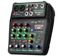 DJ Audio Mixer, DJ Mixer, 4 Channel Soundboard with Bluetooth, NEW BAXS Sound Mixer Board XRL/1/4" Interface, USB/MP3 Computer Input, 48V Phantom Power, Stereo, DJ Studio, Streaming KTV