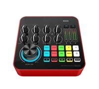 DJ Audio Mixer Sound Card Interface for Recording Studio, USB Karaoke Mixer with Auto Tune, Noise Reduction & Lighting Effects for Live Streaming, Party & Singing