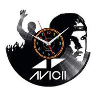 DJ Avicii Wall Clock Decorative Modern with Vinyl Plate Retro Vintage for Gift for Music Lovers and DJs Handmade W0328