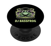 DJ BASSFROG EDM Rave Bass Music Frog With Headphones PopSockets Adhesive PopGrip