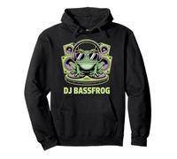 DJ BASSFROG EDM Rave Bass Music Frog With Headphones Pullover Hoodie