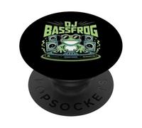 DJ Bassfrog Frog DJ With Speakers And Turntables PopSockets Adhesive PopGrip