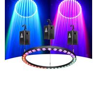 DJ Beam Light, Motorized RGBW Circle Light, 8kg Load, 18CH Control with LCD Display, Ideal for Concert Stages, 1m Height