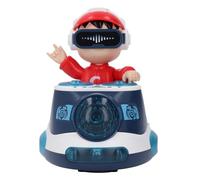 DJ Bouncing Beat Rock Boy Dancing Toy, DJ Bouncing Toy with Music Flashing Light Universal Wheel Automatic Movement Robot Toy Car for Toddlers (Blue)
