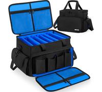 DJ Cable File Bag - DJ Wire Storage Bag, 1680D Nylon DJ Equipment Organiser Gig Bag with Removable Dividers & Padded Base, Travel Wire Bag for Professional DJ Gear, Music Accessories (Medium, Blue)