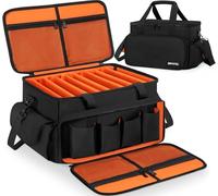 DJ Cable File Bag - DJ Wire Storage Bag, 1680D Nylon DJ Equipment Organiser Gig Bag with Removable Dividers & Padded Base, Travel Wire Bag for Professional DJ Gear, Music Accessories (Large, Orange)