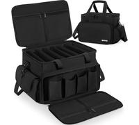 DJ Cable File Bag - DJ Wire Storage Bag, 1680D Nylon DJ Equipment Organiser Gig Bag with Removable Dividers & Padded Base, Travel Wire Bag for Professional DJ Gear, Music Accessories (Medium, Black)