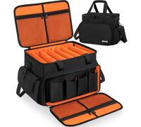DJ Cable File Bag - DJ Wire Storage Bag, 1680D Nylon DJ Equipment Organiser Gig Bag with Removable Dividers & Padded Base, Travel Wire Bag for Professional DJ Gear, Music Accessories (Small, Orange)