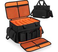 DJ Cable File Bag - DJ Wire Storage Bag, 1680D Nylon DJ Equipment Organiser Gig Bag with Removable Dividers & Padded Base, Travel Wire Bag for Professional DJ Gear, Music Accessories (Medium, Orange)