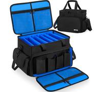 DJ Cable File Bag - DJ Wire Storage Bag, 1680D Nylon DJ Equipment Organiser Gig Bag with Removable Dividers & Padded Base, Travel Wire Bag for Professional DJ Gear, Music Accessories (Small, Blue)