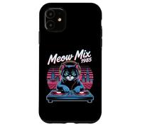 DJ Cat Retro Synthwave Meow Mix 1985 Night City Case for iPhone 11