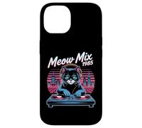 DJ Cat Retro Synthwave Meow Mix 1985 Night City Case for iPhone 14