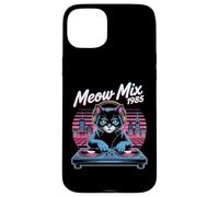 DJ Cat Retro Synthwave Meow Mix 1985 Night City Case for iPhone 15 Plus