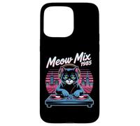 DJ Cat Retro Synthwave Meow Mix 1985 Night City Case for iPhone 15 Pro Max