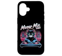 DJ Cat Retro Synthwave Meow Mix 1985 Night City Case for iPhone 16