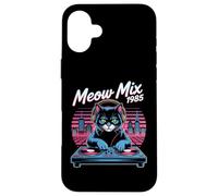 DJ Cat Retro Synthwave Meow Mix 1985 Night City Case for iPhone 16 Plus