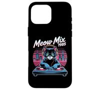 DJ Cat Retro Synthwave Meow Mix 1985 Night City Case for iPhone 16 Pro Max