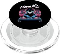 DJ Cat Retro Synthwave Meow Mix 1985 Night City PopSockets PopGrip for MagSafe