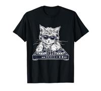 DJ Cat Techno House Music Beatmaker EDM Turntable DJ Cat T-Shirt