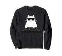 DJ Cat Wearing Sunglasses Electronic Music Turntable Vinyl E Sweatshirt