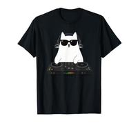 DJ Cat Wearing Sunglasses Electronic Music Turntable Vinyl E T-Shirt