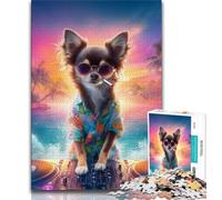 DJ Chihuahua Adult Puzzles 1000 Pieces,Help The Brain Exercise Addictive Toys to Cultivate Patience Parent-child Interaction (50x75cm)