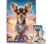 DJ Chihuahua JigsawPuzzle 1000 Pieces for Adults,Challenging To Complete But Fun And Humorous Unique Home Decor And Gifts (38x26cm)