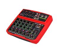 DJ Console Audio Mixer With Bluetooth 48V Phantom Power Delay Repaeat Effect Sound Mixing Console USB 4/6 Channel(Red,6 channels)