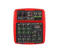 DJ Console Audio Mixer With Bluetooth 48V Phantom Power Delay Repaeat Effect Sound Mixing Console USB 4/6 Channel(Red,4 channels)