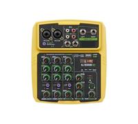 DJ Console Audio Mixer With Bluetooth 48V Phantom Power Delay Repaeat Effect Sound Mixing Console USB 4/6 Channel(Yellow,4 channels)