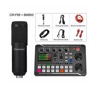 DJ Controller Audio Mixer Live Sound Card Microphne Mobile Phone Voice Changer Karaoke For Broadcast Recording KTV Game Music for Dj Lights Par Lights Moving(Gris)