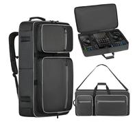 DJ Controller Case Compatible with DDJ FLX4/400/REV1 Numark Party Mix 2/Mixtrack Platinum FX, DJ Backpack Padded Gig-bag with Multi-pocket Adjustable Shoulder Strap, DJ Case Fits Up to 15.6" Laptops