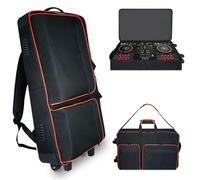 DJ Controller Case with Wheels-Thick 12mm Padding-Compatible with DDJ FLX10/1000/1000SRT/REV7/REV5/SCLIVE 4,DJ Bag for Pioneer DJ Equipment,Fits Up to 15.6" Laptops,Multi-pocket,29''Wx16.5''Dx5''H