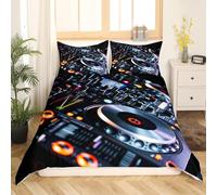 Dj Controller Duvet Cover Double Rock Music Bedding Set 3D Print Soft Microfiber Quilt Covers 200x200 cm with Zipper Closure and 2 Pillowcases 50x75 cm for Adults J.2848