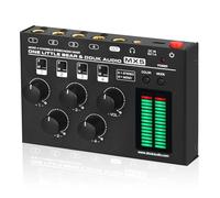 Dj Controller Little Bear Mx5 Mono/Stereo 4 Channel Audio Mixer Ultra Low-Noise Line Mixer 6.35/3.5Mm Led Level Meter For Home/Studio Dj Starter Kit-THSDXC84457