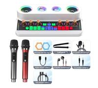 DJ Controller, Live Broadcast Sound Card Au-dio Integrated Machine Home KTV Device Colorful Change of Voice With Mic for Phone(S20 White Package 2)