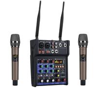 Dj Controller Woopker 4-Channel Audio Mixer Console With Wireless Microphone Sound Mixing Usb Input Dj Mixer Dj Starter Kit-THSDXC84462-Black Set-1