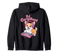 DJ CorgiBeat Cute Corgi DJ Music Party Turntable EDM Zip Hoodie