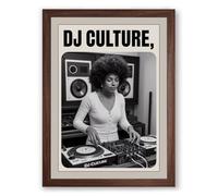 DJ Culture Typography Framed Wall Art Print A2 (59.4×42cm) Walnut, Wall Decor for Living Room, Bedroom, Office & Home, Ready to Hang, Art Gift