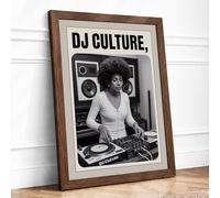 DJ Culture Typography Framed Wall Art Print A2 Walnut